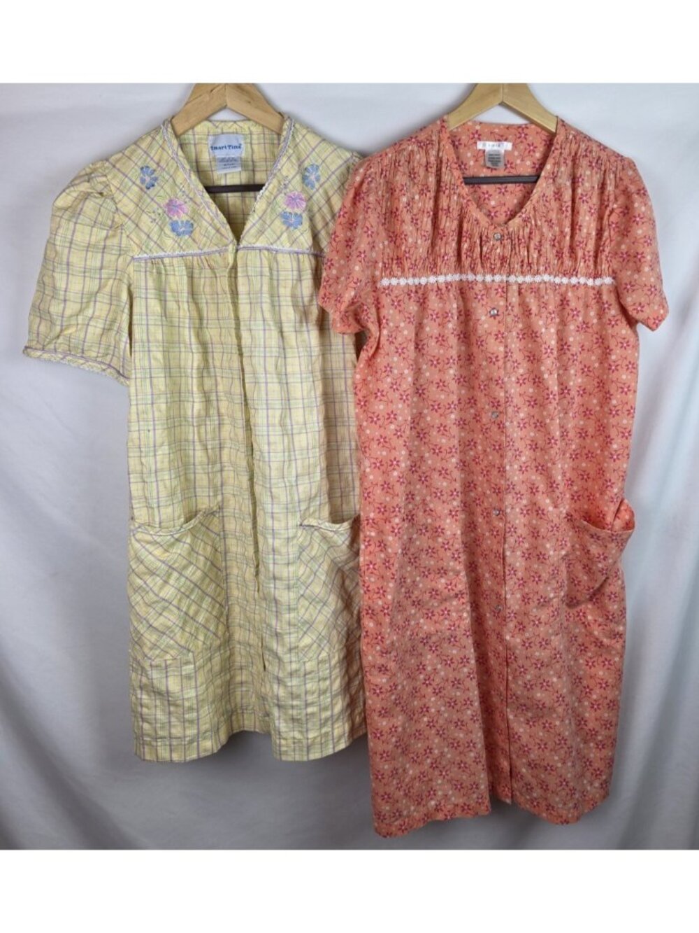 Pink K & Smart Time Womens Vintage Housecoat Pajama Medium Nightgown Robe Lot 2
